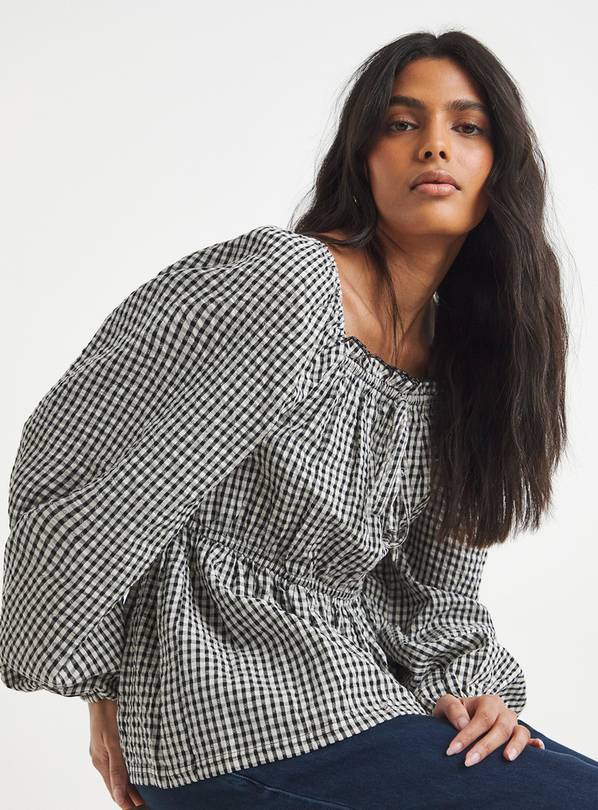 SIMPLY BE Gingham Square Neck Blouse 16